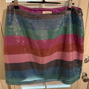 ON-34 Multicolor Sequin Stripe Mini Skirt - Festive Party Style